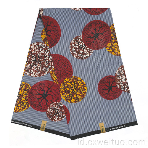 100% Polyester Ankara 6 yard Cetakan kain lilin